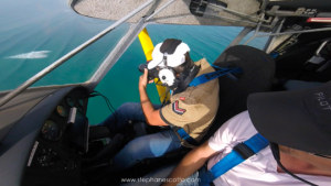 à l'intérieur de l'ULM avec le photographe du Bassin d'Arcachon Stéphane Scotto