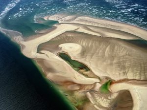 Vue aérienne de la conche sud du Banc d'Arguin