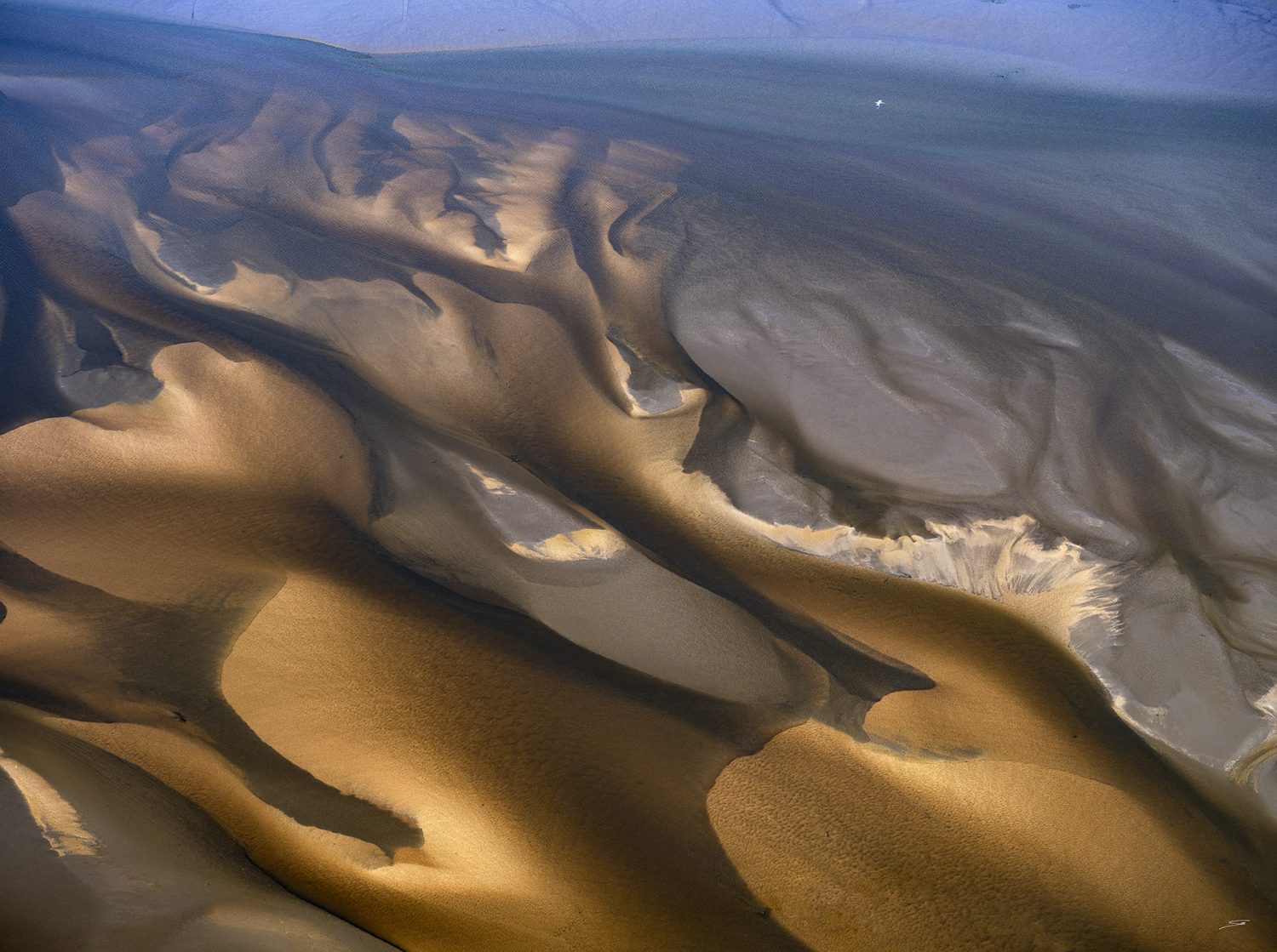photo aérienne du delta de la Leyre par le photographe Stéphane Scotto