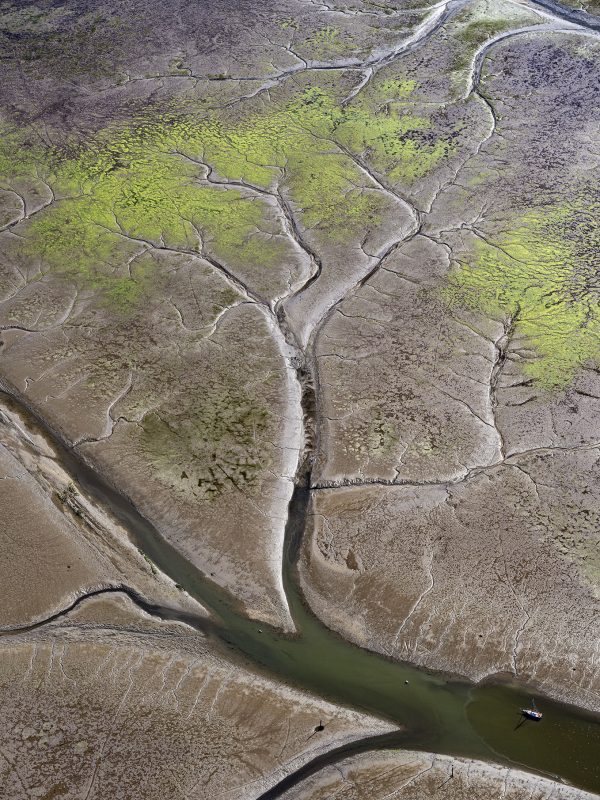 photographie aérienne du Bassin d'Arcachon réalisée en ULM à marée basse