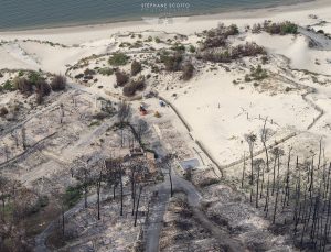 photo aérienne de la foret de la Teste de Buch après les incendies
