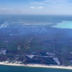 photo aérienne des incendies de la forêt de la Teste de Buch