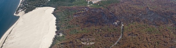 photo aérienne des incendies de la forêt de la Teste de Buch